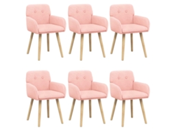 Conjunto 6 Cadeiras De Jantar Vidaxl Rosa Bouclé (59 X 57 X 85 Cm)
