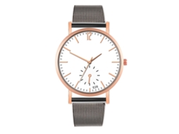 Reloj De Cuarzo De Pareja Con Correa De Malla Fashion Estilo Casual Blanco Oro Rosa Negro