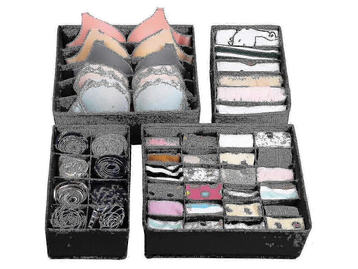 Caixa Dobrável Para Guardar Roupas Íntimas Com Organizador De Gavetas Para Roupas Íntimas, Sutiãs E Meias Olysi Shop (cinza)