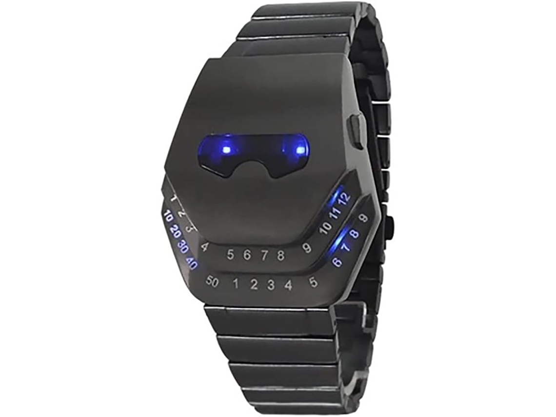 Relógio Digital Masculino Cobra Led Relógio de Pulso Homem de Ferro com Luz Azul-Preto
