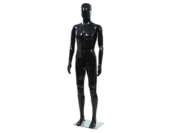 vidaXL Manequim masculino completo base vidro 185 cm preto brilhante