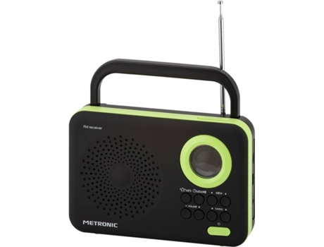 Rádio  477209 (Preto / Verde - Digital - AM/FM - Pilhas)