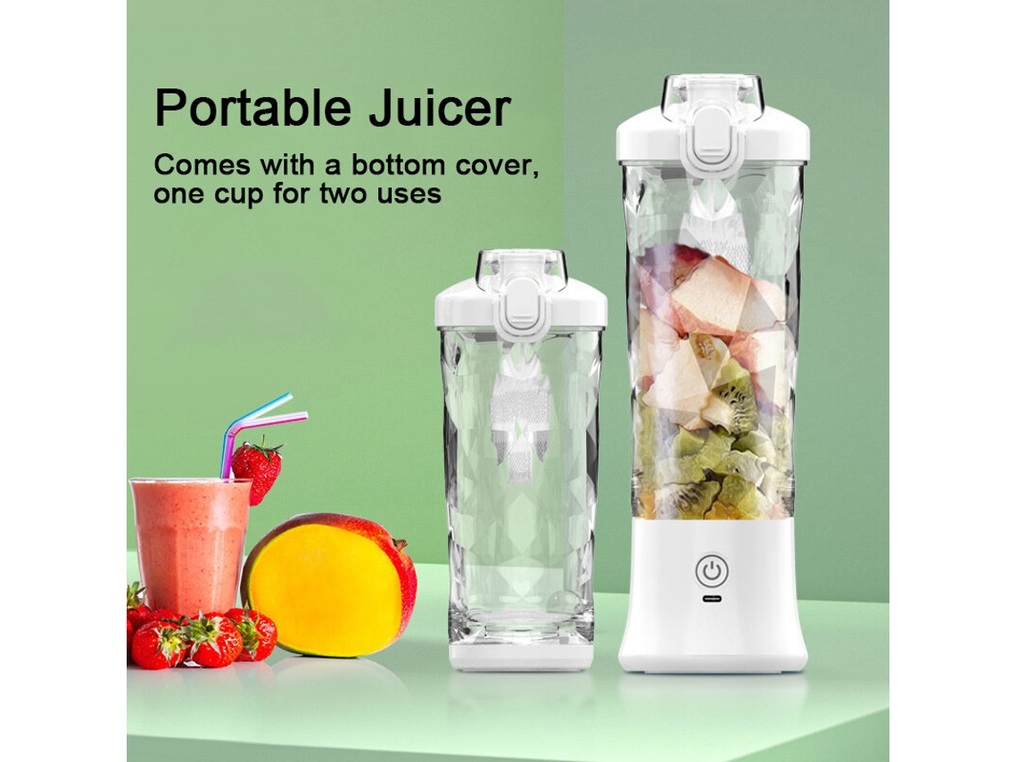 Preto Liquidificador Portátil Elétrico 600ml Bateria Recarregável Usb 4000mah Mini Misturador Frutas Smoothies Sucos