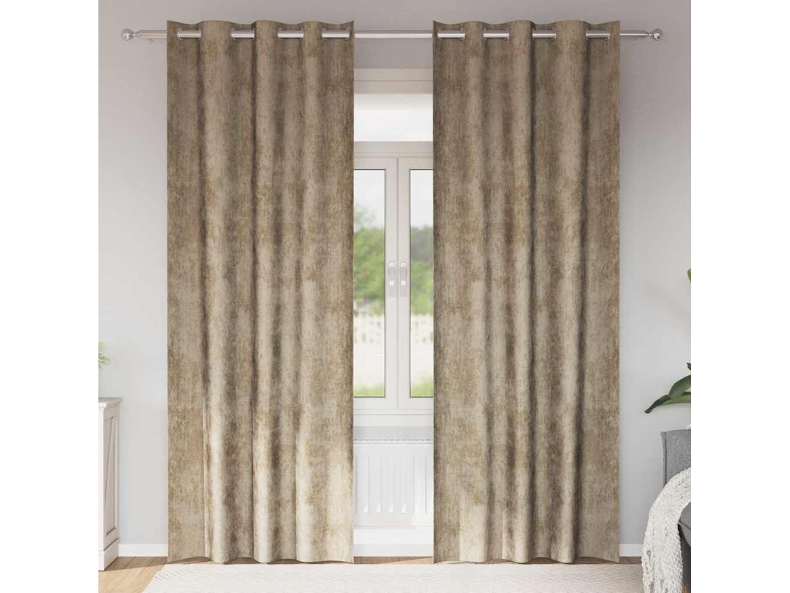 Vidaxl Cortinas De Veludo 2 Unid. Champanhe 225 X 140 Cm Veludo