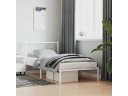 Vidaxl Estrutura De Cama Com Cabeceira 100x190 Cm Metal Branco
