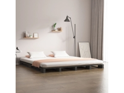 Vidaxl Cama De Paletes Pequena De Casal 120x190 Cm Pinho Cinzento