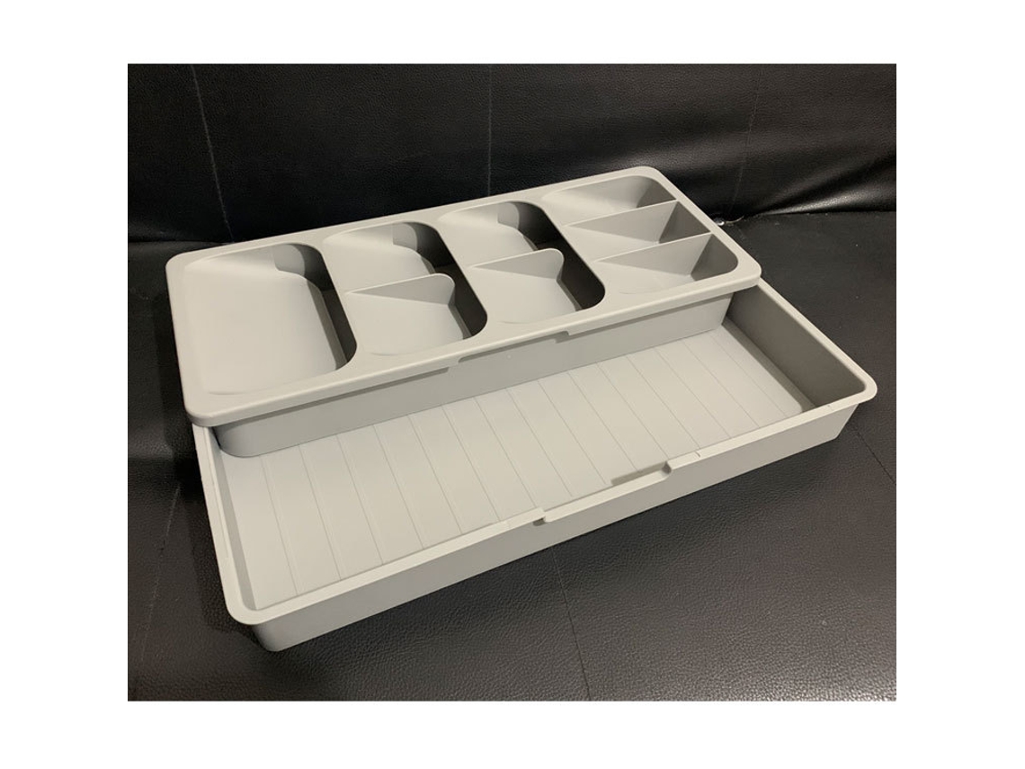 Lurelia Bandeja Para Talheres, Ajustável, Em Plástico Pp, 8 A 9 Compartimentos, Para Gaveta De Cozinha, 40,5 X 16,5 X 6 Cm, Bege, Uso Diário