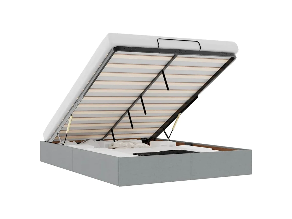Estrutura da cama otomana VIDAXL Cinzeto Tecido (140x190 cm)
