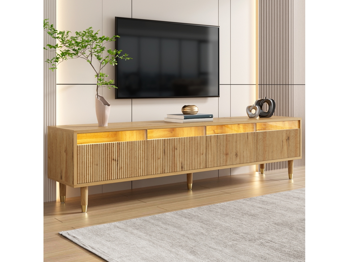 Armário Tv Madeira 178cm, 4 Gavetas, Mdf/acrílico. Cs