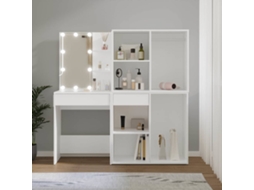 Vidaxl Toucador Com 2 Armários E Luzes Led Derivados De Madeira Branco