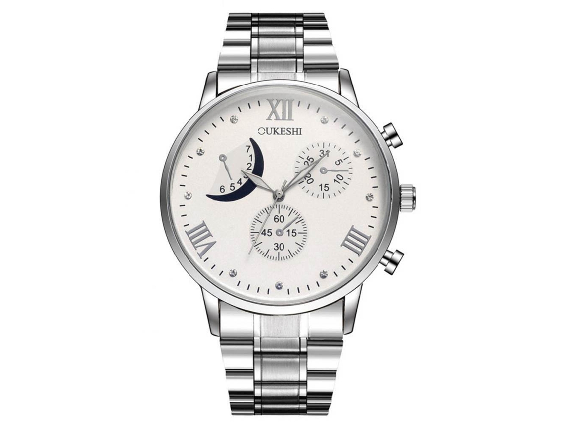 Reloj De Pulsera Analógico De Cuarzo Clásico Simple Empresarial Para Hombres Con Correa De Aleación (blanco)