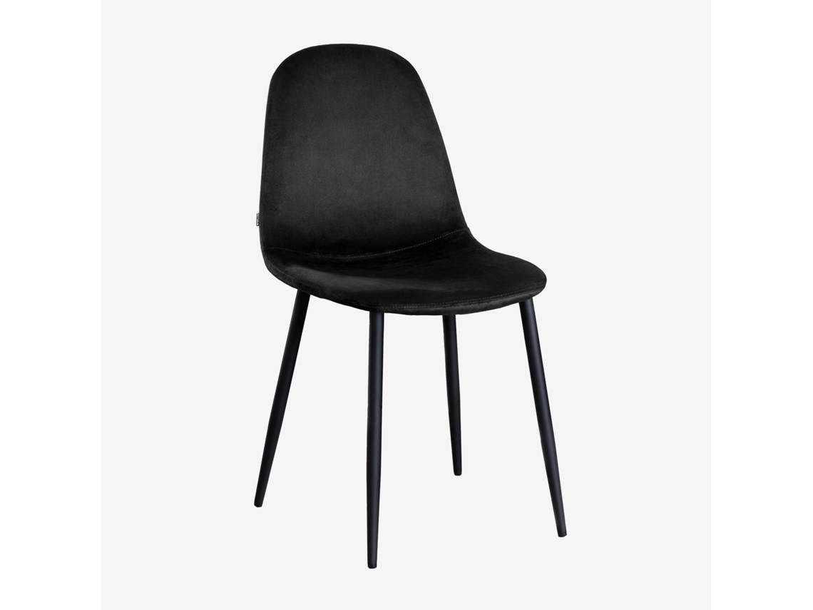 Sklum Pack De 4 Cadeiras De Jantar Glamm Poliéster     Preto                  Velluto Preto                               Veludo