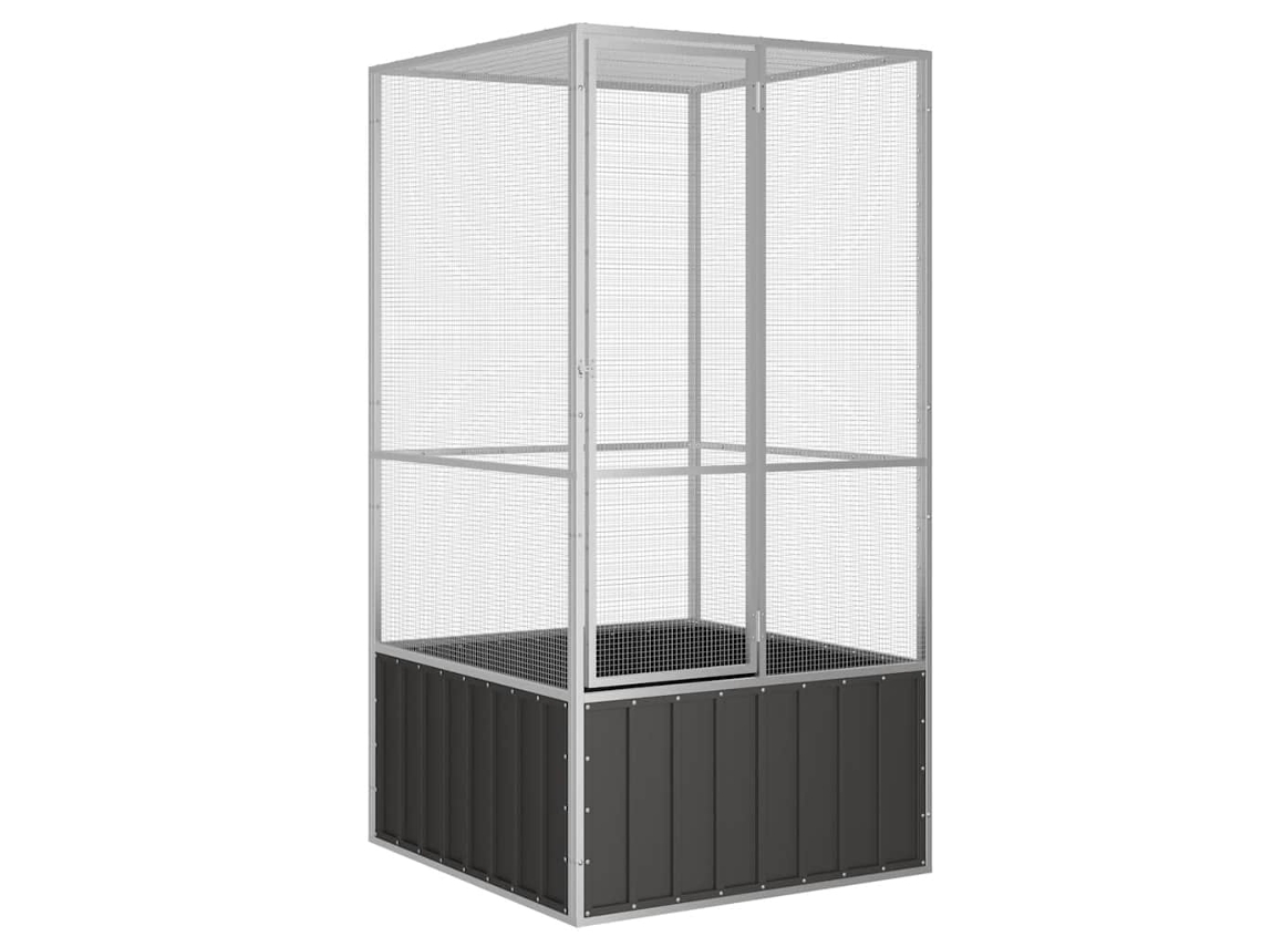 Vidaxl Gaiola P/ Pássaros 111x107x211,5 Cm Aço Galvanizado Antracite