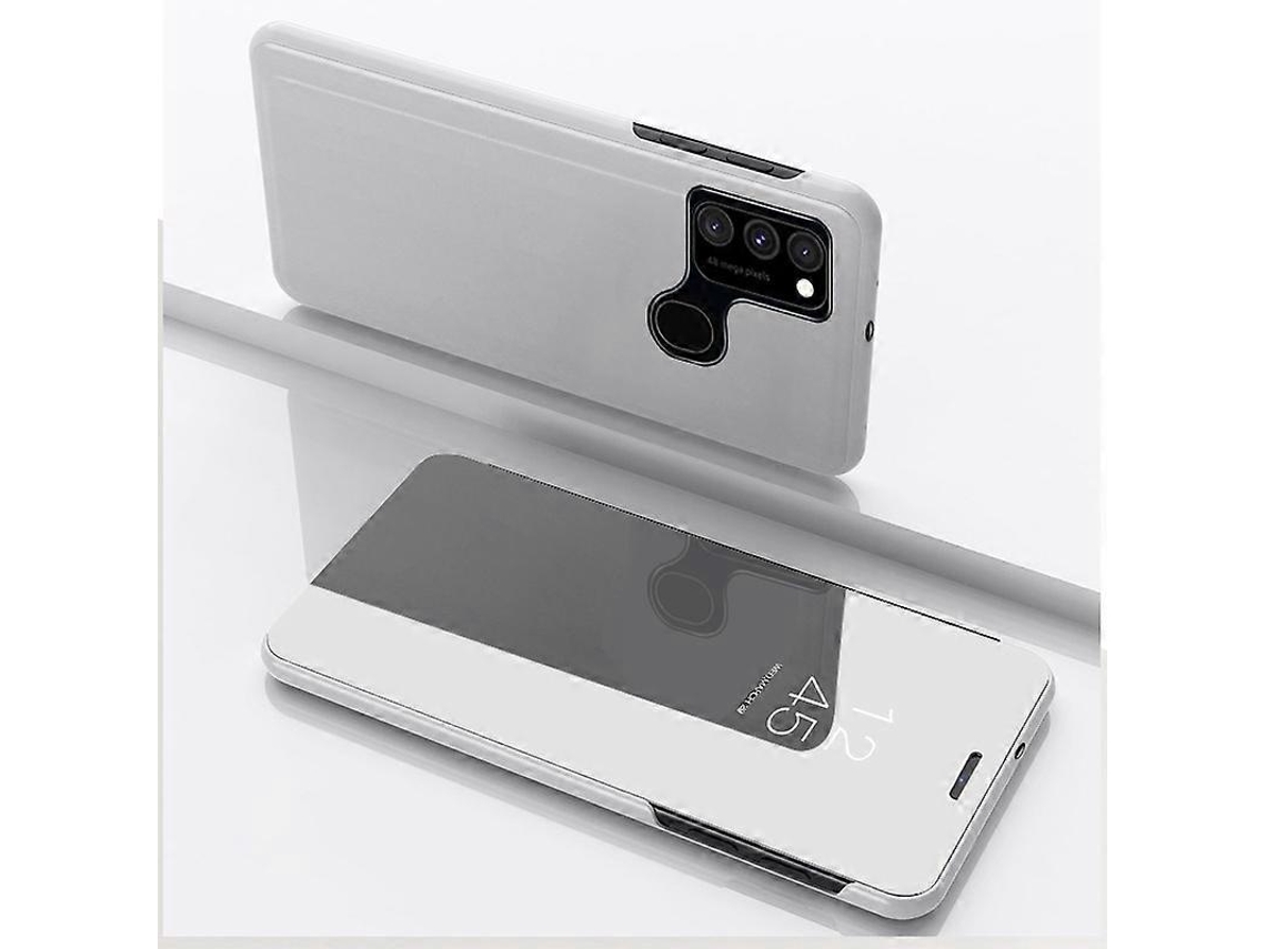 Capa Couro Suporte Para Samsung Galaxy A21, Prateada, Elysve