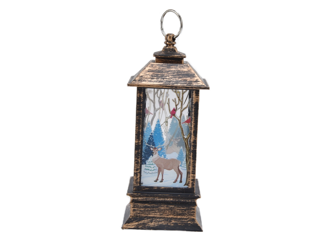 Lanterna Decorativa De Natal Com Papai Noel Led Pendurável Bronze Para Decoração Residencial