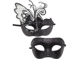Máscara De Baile De Formatura De Metal E Ferro Com Borboleta (preta) 2 Peças