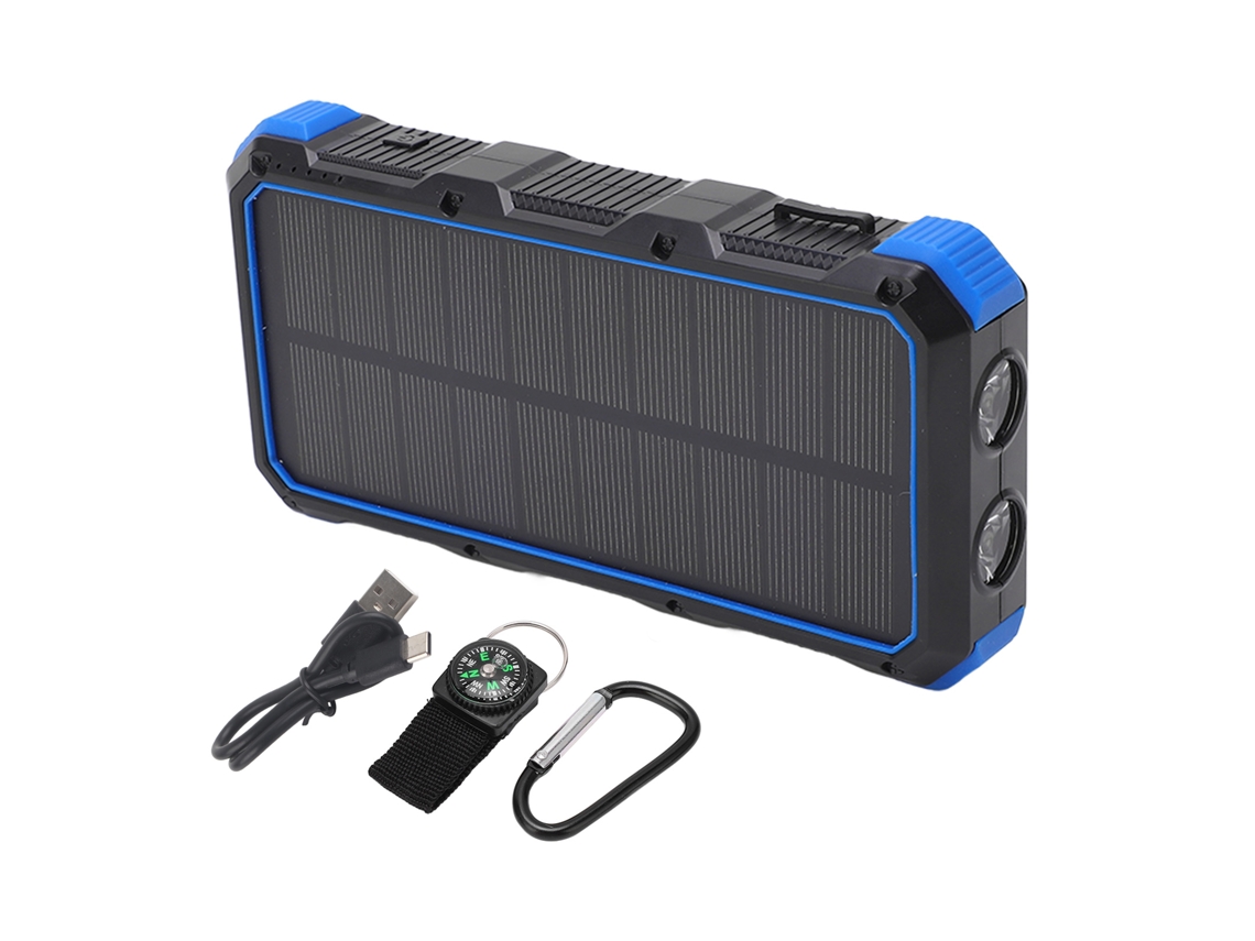 2026 batería Solar Portátil 36800mah Carga Rápida 3 Usb com Luz Led para Camping Exterior 5v 3a Azul
