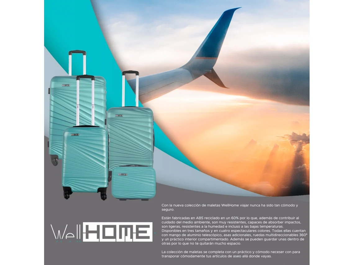 WELLHOME Conjunto de Malas Rígidas 3 Peças em Azul Turquesa Claro