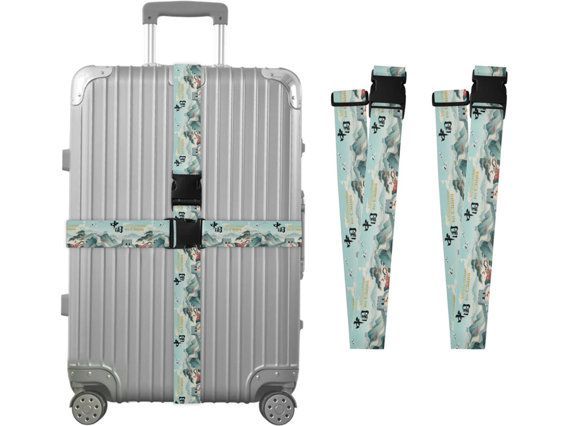 Conjunto De 2 Cintas Para Bagagem Bem Vindo À China Design Horizontal Resistentes E Ajustáveis Acessórios Viagem
