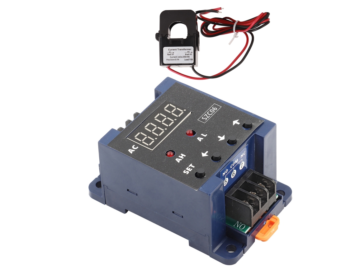 Amperímetro digital Veloriskku Szc06 faixa 0.3 50a, com alarme e relé para fornecimentos industriais | S/MARCA