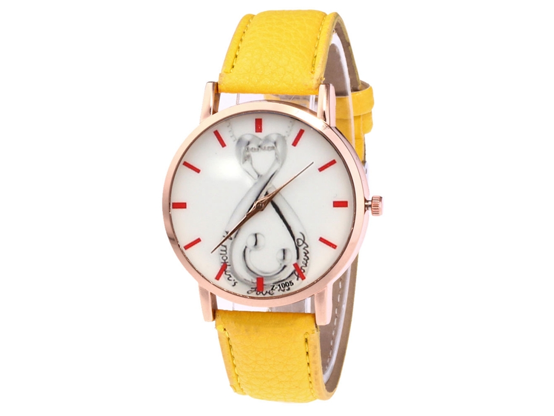 Reloj De Pulsera Para Estudiantes Fashionable Unisex De Cuarzo Amarillo Zhoulianfa