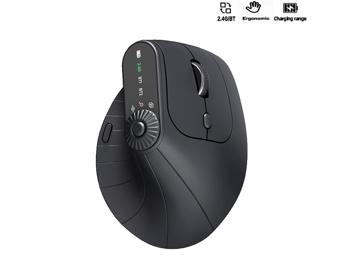 Rato Yizhood 2.4g Sem Fio Dual Mode Bluetooth Recarregável Vertical Para Pc, Laptop, Macbook, Laptop Branco