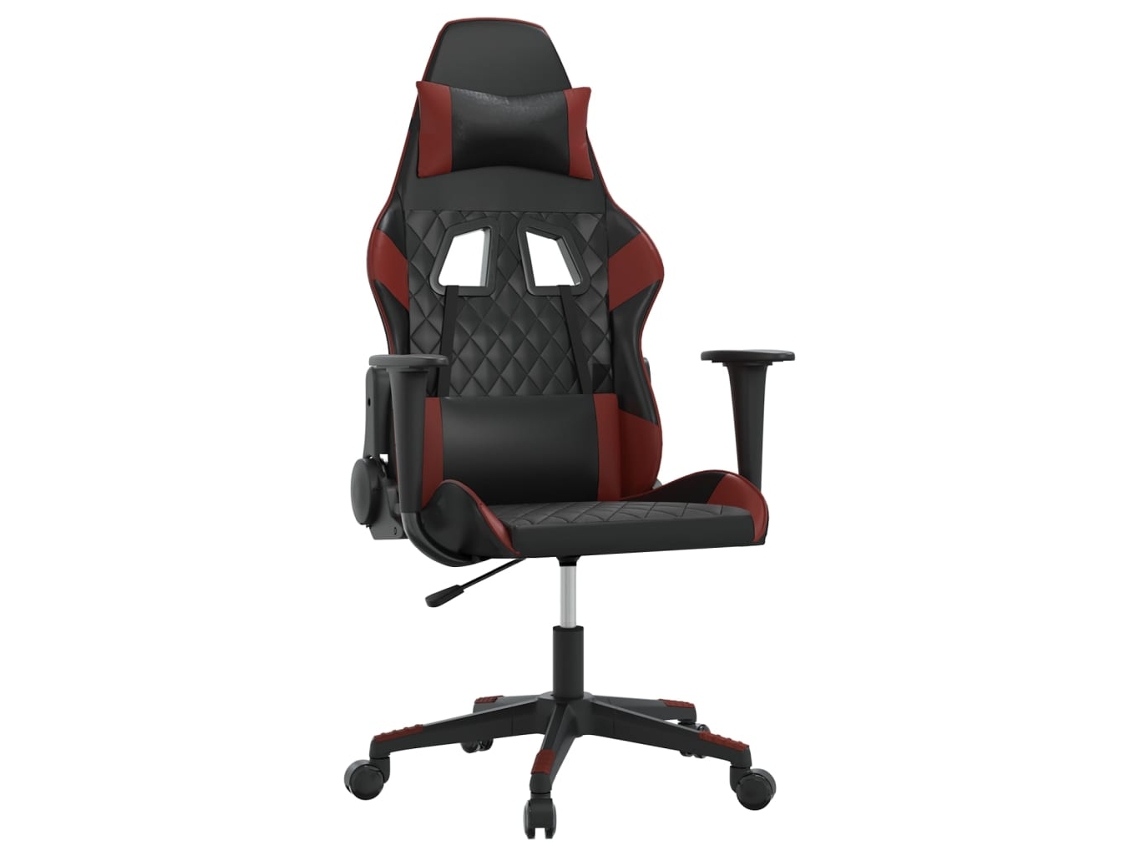 VIDAXL Cadeira Gaming Massagens Couro Artificial Preto/Vermelho Tinto
