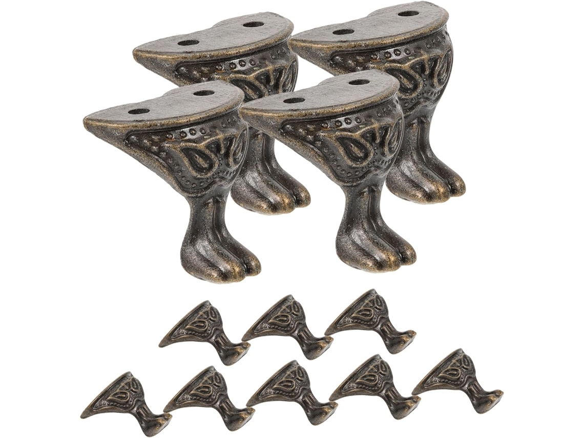 Uonlytech Conjunto De 12 Pés Caixa E Protetores Canto Em Liga Zinco Vintage Para Estojos Armários Madeira Bronze Antigo