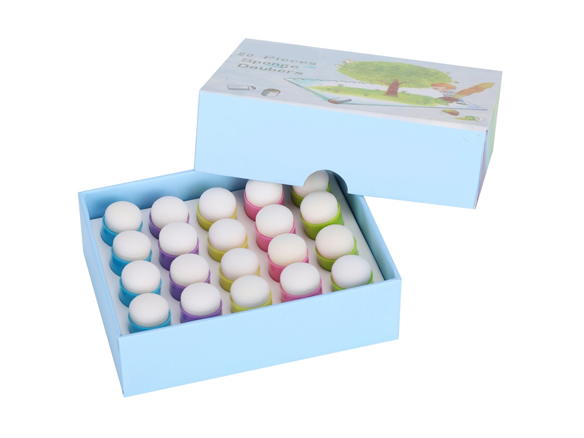 Conjunto de 20 Esponjas Aplicadoras de Tinta para Pintura Infantil Diy, com Almofadas de Tinta e Carimbos. AQUAFORGE