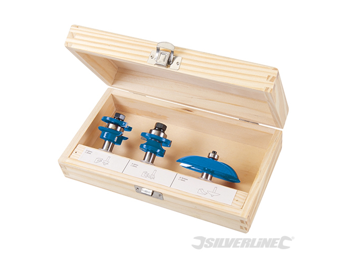 Conjunto de fresa SILVERLINE 793749 Tct 1/2 para portas 3 peças
