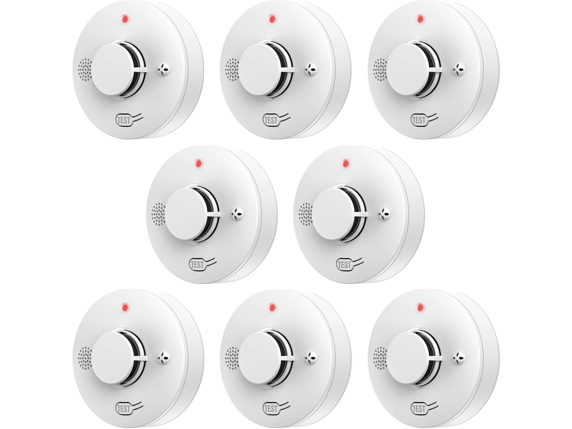 Detector De Fumaça, Vida Útil Do Sensor De 10 Anos, Alarme Audível E Visual, 8 Pcs