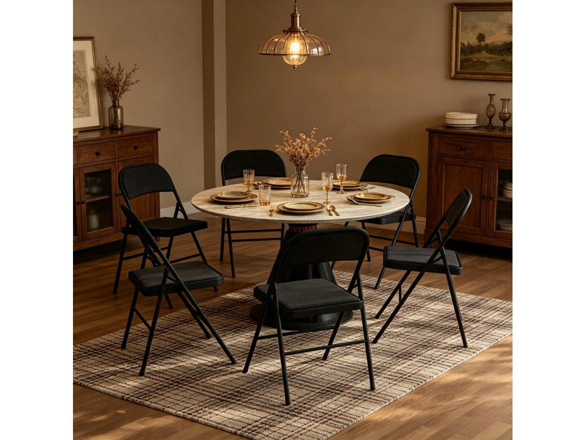 Cadeira Dobrável Elegante Com Assento Acolchoado, Design Clássico E Funcional, Ideal Para Casa E Sala De Jantar
