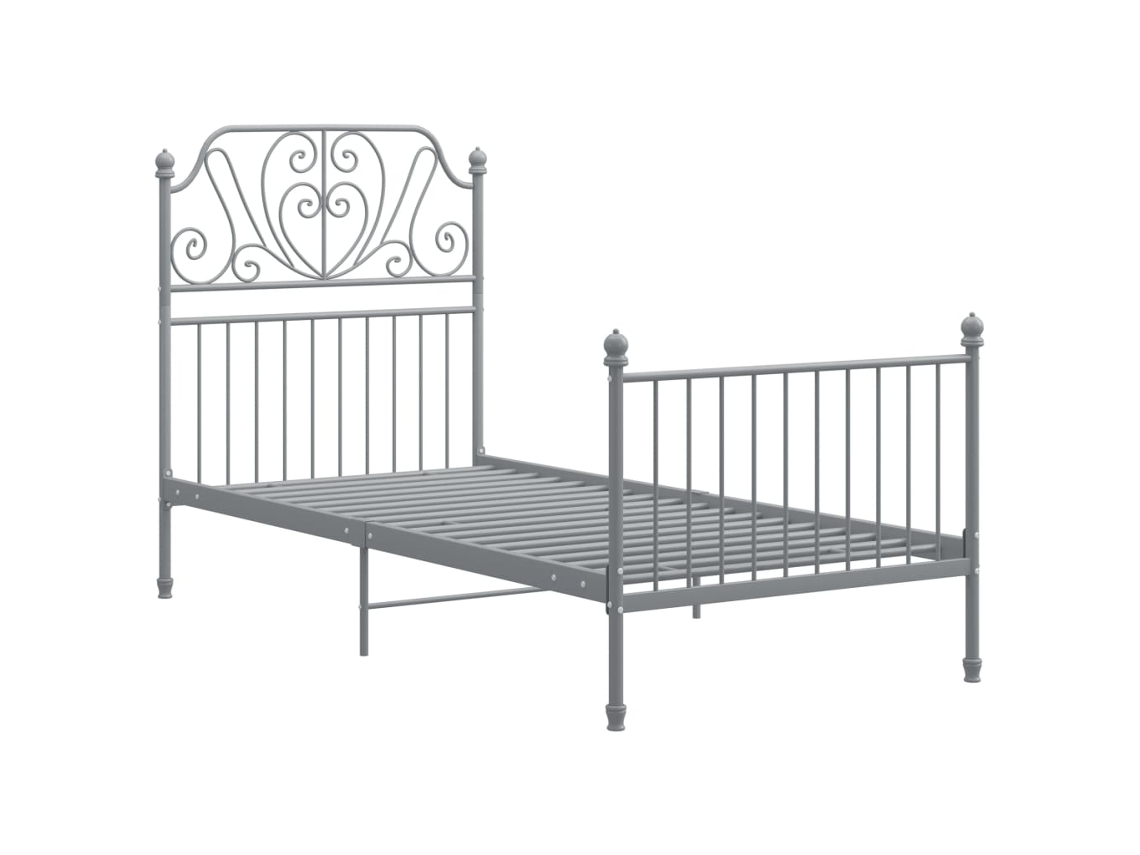 Cama De Solteiro | Camas Para Quarto | Estrutura De Cama 90x200 Cm Metal Cinzento