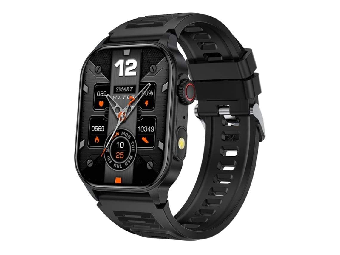 Smartwatch Com Chamadas Bluetooth Lanterna E Rastreamento De Esportes Ao Ar Livre Preto Yunzii