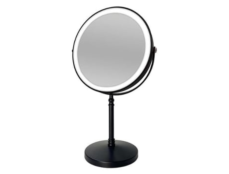 Espelho de Mesa UNIQ com Led e Ampliação de 10X Preto Fosco