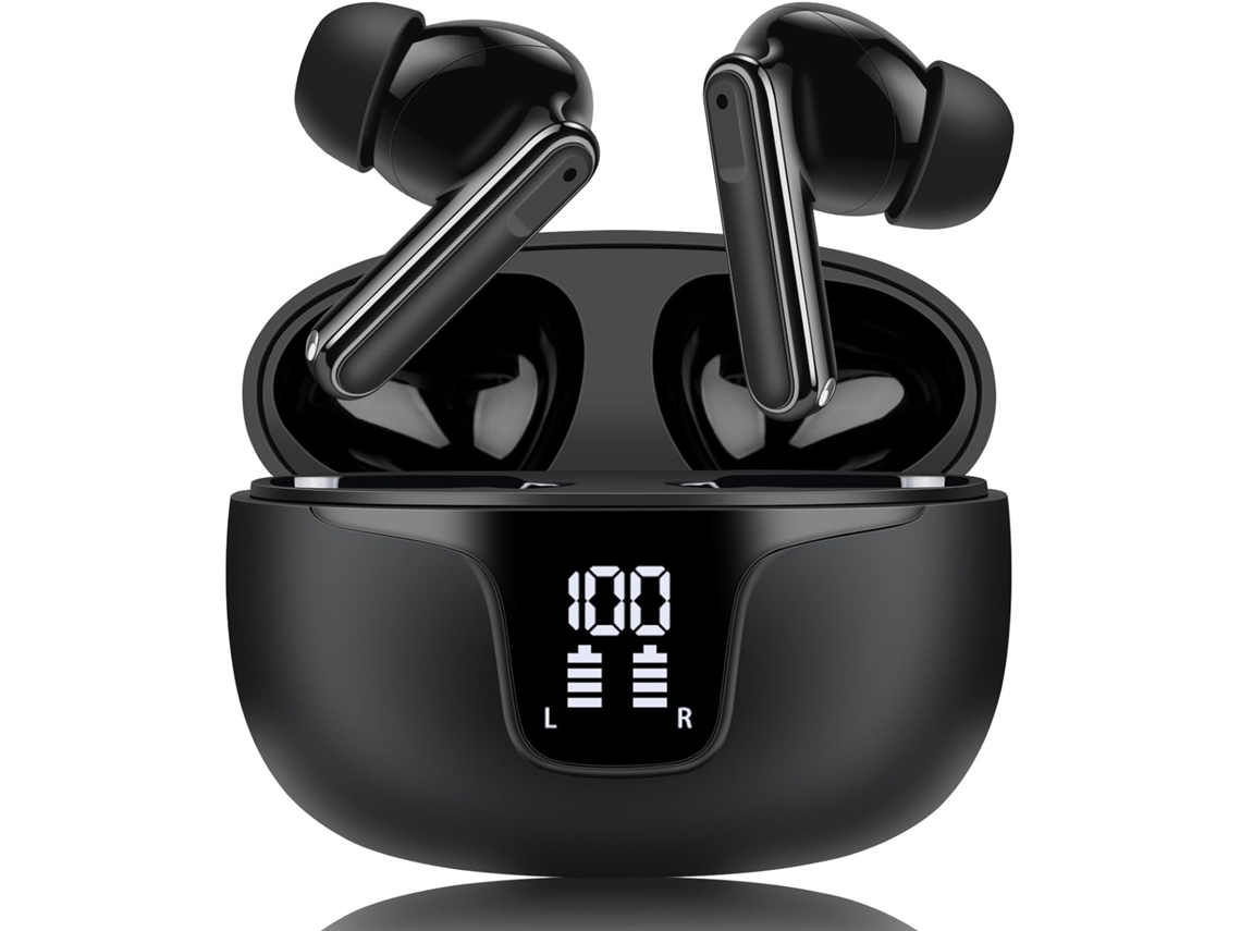 Auscultadores Intra auriculares ANC Bluetooth Cancelamento Ruído Led IPX5 JIAPEI