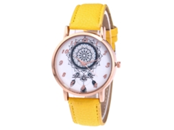 Reloj De Cuarzo Con Correa De Cuero Estilo Sencillo Y Moderno Para Jóvenes Amantes (amarillo)