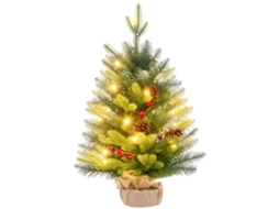 Árvore de Natal de mesa, 60 cm, com 20 luzes LED, verde S/MARCA