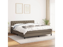Cama Com Molas/colchão 160x200 Cm Tecido Castanho-acinzentado