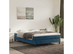 Vidaxl Estrutura De Cama Com Molas 140x200 Cm Veludo Azul-escuro