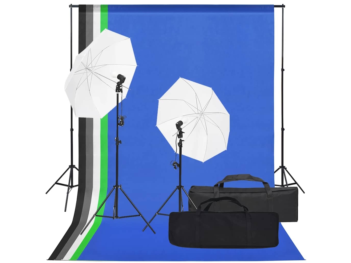 Vidaxl Kit De Estúdio Fotográfico Com Conjunto De Iluminação E Fundo
