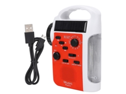 Rádio Portátil Am/fm Vermelho Solar E De Manivela Com Lanterna, Banco De Energia E Alarme De Emergência Olysi Shop