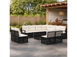 Vidaxl Conjunto De Sofá De Jardim 12 Unid. Preto Vime Pe