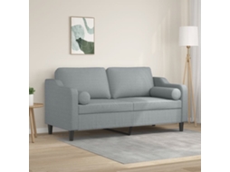 Vidaxl Sofá 2 Lugares + Almofadas Decorativas 140cm Tecido Cinza-claro