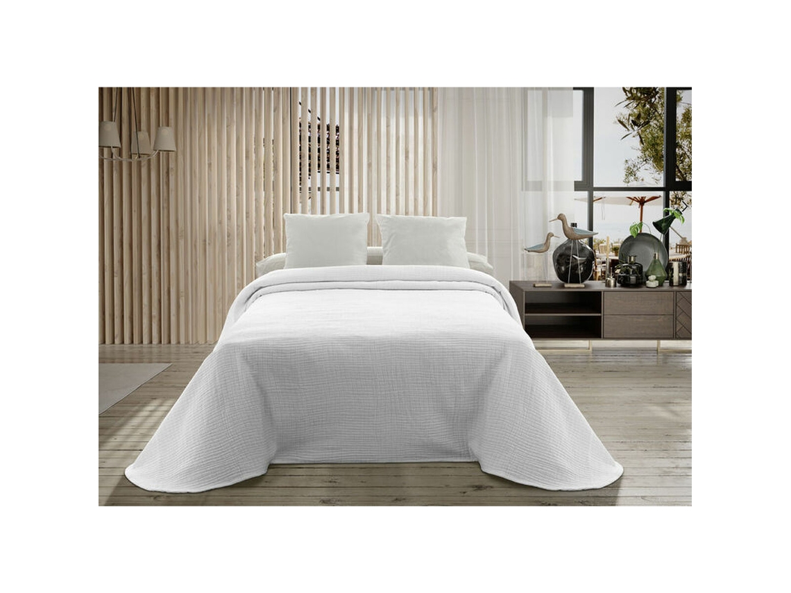 Colcha HOSTELINE Palma Algodão Branco (34x28x9cm)