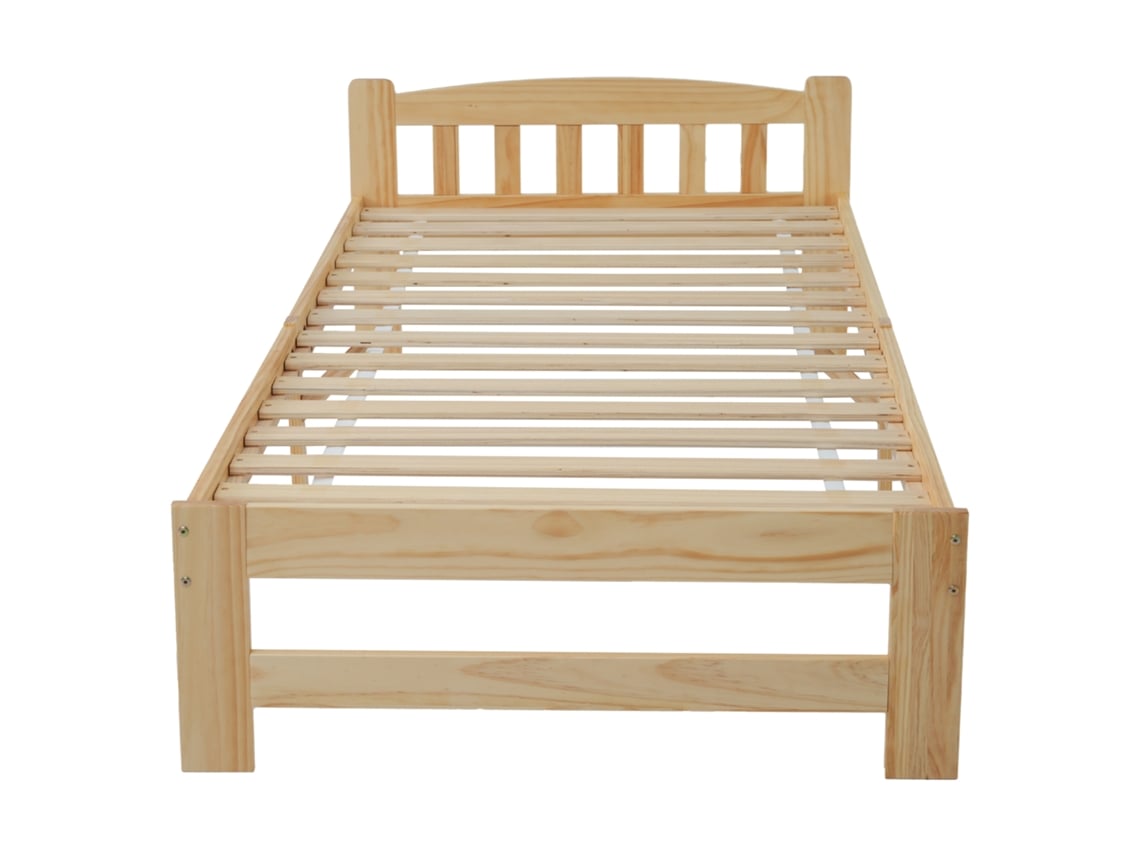Cama De Solteiro Mobrio Madeira Bege (90x200cm)
