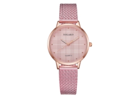 Relógio de Pulso Feminino Yolako de Quartzo com Pulseira de Plástico e Design Personalizado Rosa
