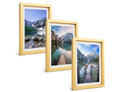 Galeria De Pinturas Muraismontanhas, Lagos, Píeres De Madeira Moldura Dourada Fotos Para O Escritório Espelharte (3 Peças 20x30 Cm)