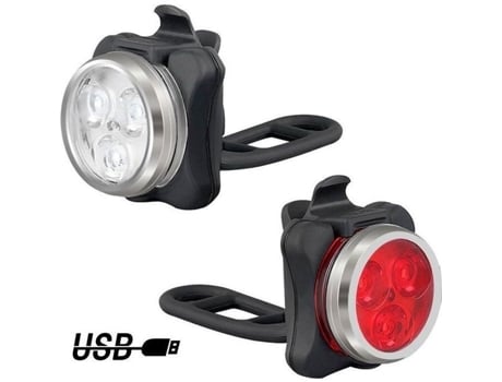 Kit de luz para bicicleta Loowoko - farol dianteiro e traseiro recarregável USB - preto e vermelho