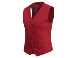 Colete Feminina Slim Fit V-neck Com 4 Botões Gola Sem Manga Para Trabalho E Dia A Dia Tamanhos Xs A 2xl Vermelho